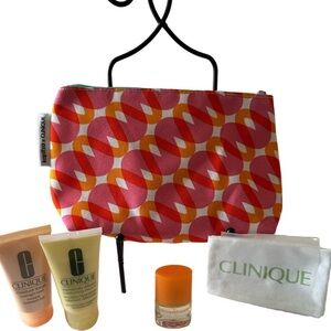 Clinique Skincare Set with Orange, Yellow, and Pink Accents